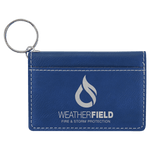 4 1/4" x 3" Blue/Silver Laserable Leatherette Keychain ID Holder