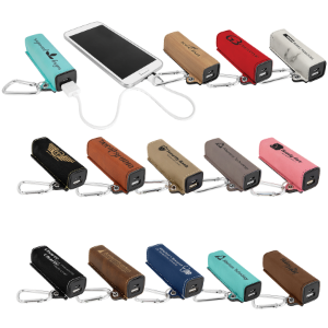 Laserable Leatherette 2200 mAh Power Bank with USB Cord
