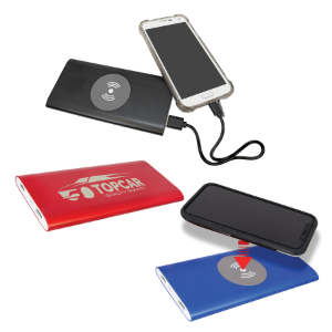 Anodized Aluminum 8000 mAh Power Bank & Wireless Charger with Power Cord