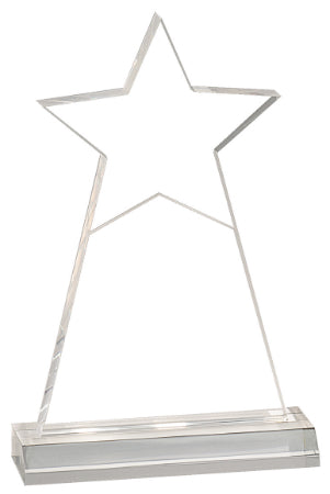 4 3/4" x 8" Clear Star Obelisk Acrylic with 5 3/4" inch Base